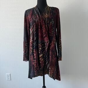 Vintage Concept Open Front Cardigan Womens Medium Boho Burnout Patchwork
